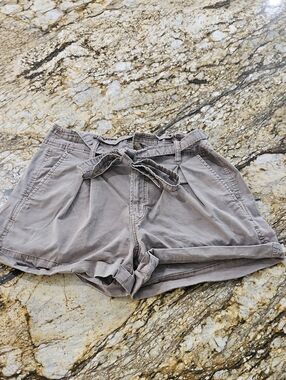 American Eagle Outfitters Taupe High-Waist Tie-Front Shorts. Size 8